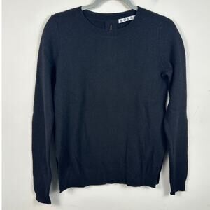 Kokun‎ Sweater Women XS Black Excellent Cashmere Textured Zipper Back Crewneck